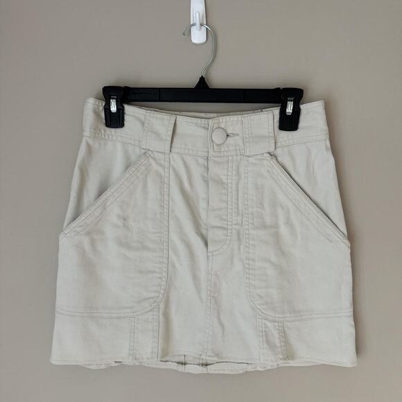 nanette lepore cream corduroy mini skirt utility pockets size 2 - Picture 2 of 7